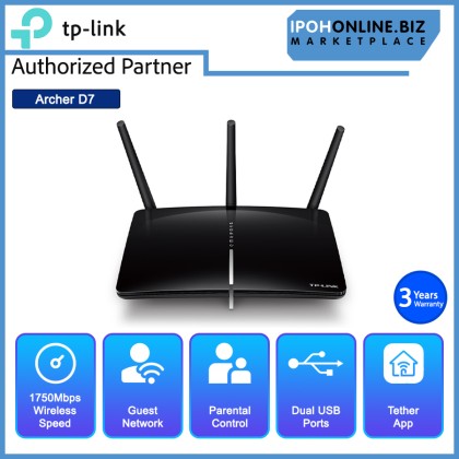 TP-Link Archer D7 AC1750 Wireless Dual Band Gigabit ADSL2+ Modem Router TP-Link Archer D7 AC1750 Wireless Dual Band Gigabit ADSL2+ Modem Router